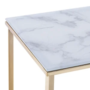 Beliani Console à Plateau En Verre Effet Marbre Blanche Et Dorée ROYSE Livraison rapide 13