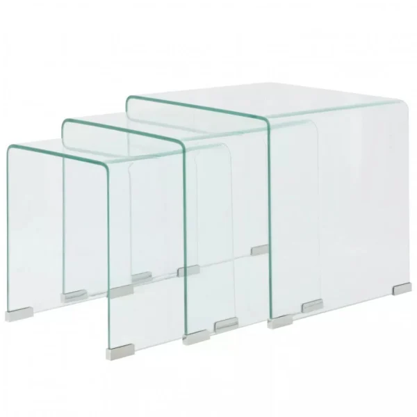 Chunhelife Ensemble De Tables Gigognes 3 Pièces Verre Trempé Transparent boutique en ligne 1