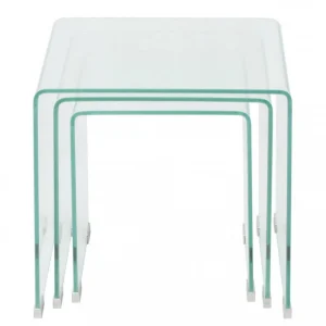 Chunhelife Ensemble De Tables Gigognes 3 Pièces Verre Trempé Transparent boutique en ligne 9