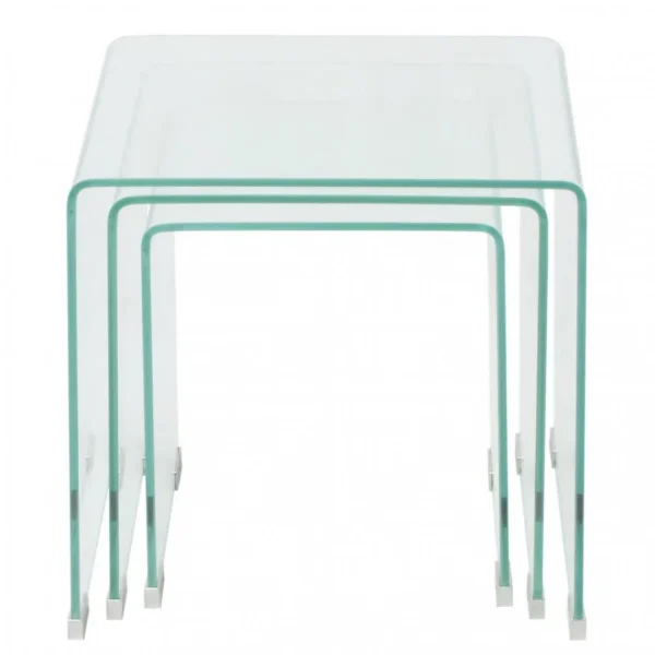 Chunhelife Ensemble De Tables Gigognes 3 Pièces Verre Trempé Transparent boutique en ligne 3