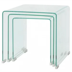 Chunhelife Ensemble De Tables Gigognes 3 Pièces Verre Trempé Transparent boutique en ligne 11