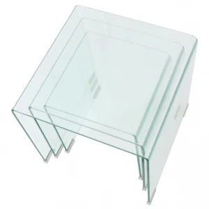 Chunhelife Ensemble De Tables Gigognes 3 Pièces Verre Trempé Transparent boutique en ligne 13