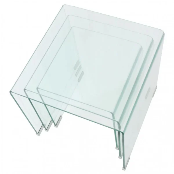 Chunhelife Ensemble De Tables Gigognes 3 Pièces Verre Trempé Transparent boutique en ligne 5