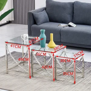 mode pas cher AINPECCA Ensemble De Trois Personnes Table Basse Canapé Table D’appoint Verre … 11