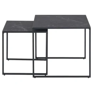 magasin pas cher TOILINUX Lot De 2 Tables D’appoint Carré Encastrables En Mélaminé Et Métal … 11