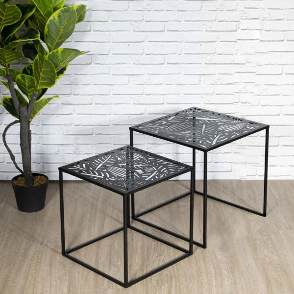 3S. X Home Lot De 2 Tables D’appoint Gigognes 40cm Ajourées UTICA magasin en ligne 1