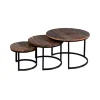 Authentic Original licence MES Lot De 3 Tables Basses Rondes 76, 60 Et 45 Cm En Bois Recyclé Marron 19