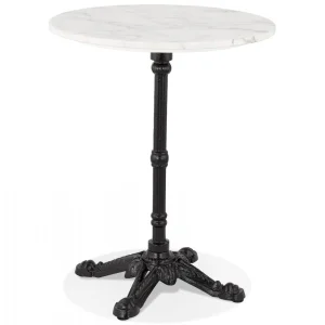 soldes en ligne Alterego Petite Table Bistrot Ronde ‘MARAY’ Style Rustique En Pierre Blanche Ef… 9