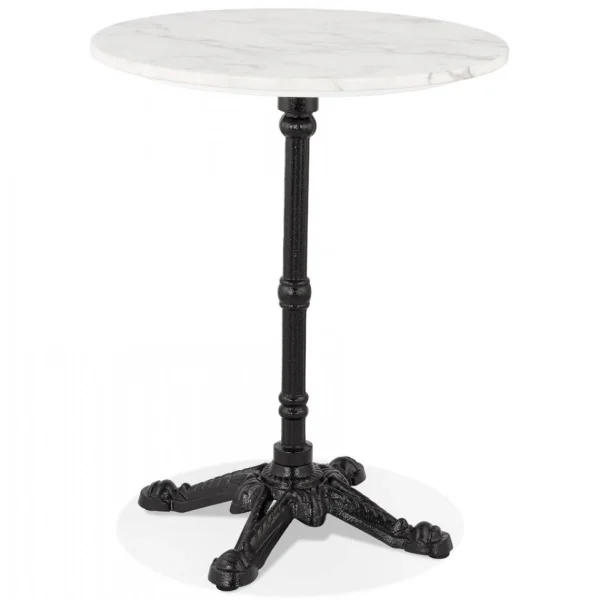 soldes en ligne Alterego Petite Table Bistrot Ronde ‘MARAY’ Style Rustique En Pierre Blanche Ef… 3