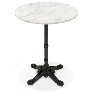 soldes en ligne Alterego Petite Table Bistrot Ronde ‘MARAY’ Style Rustique En Pierre Blanche Ef… 11