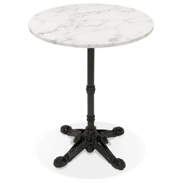 soldes en ligne Alterego Petite Table Bistrot Ronde ‘MARAY’ Style Rustique En Pierre Blanche Ef… 4