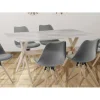 marques de renommée Vente-unique Table à Manger 6 Couverts En MDF Et Hêtre – Blanc Et Naturel Clair -… 11