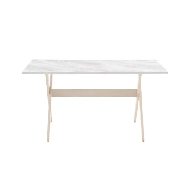 marques de renommée Vente-unique Table à Manger 6 Couverts En MDF Et Hêtre – Blanc Et Naturel Clair -… 4