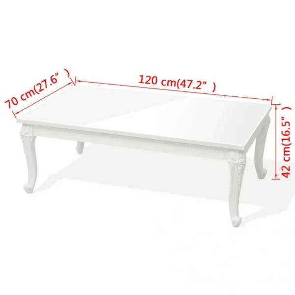 SANS MARQUE Table Basse 120 X 70 X 42 Cm Laquée Blanche – Blanc comparez les prix 6