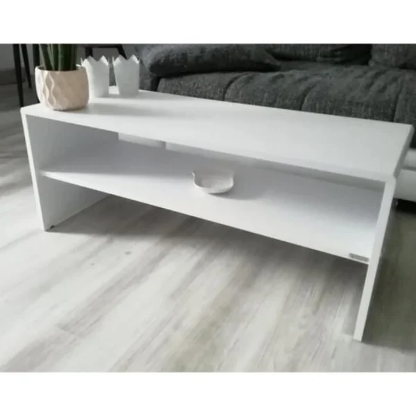 Large choix en ligne MPC Table Basse Mdf Blanc 99,6 X 40,1 X 39,8 Cm (lxhxp) 1