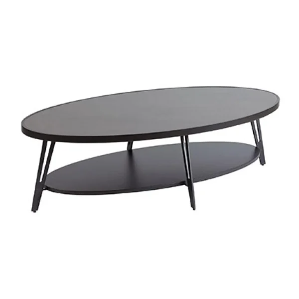 acheter en ligne MES Table Basse Ovale Double Plateau 135x70x39,7 Cm Noire 1