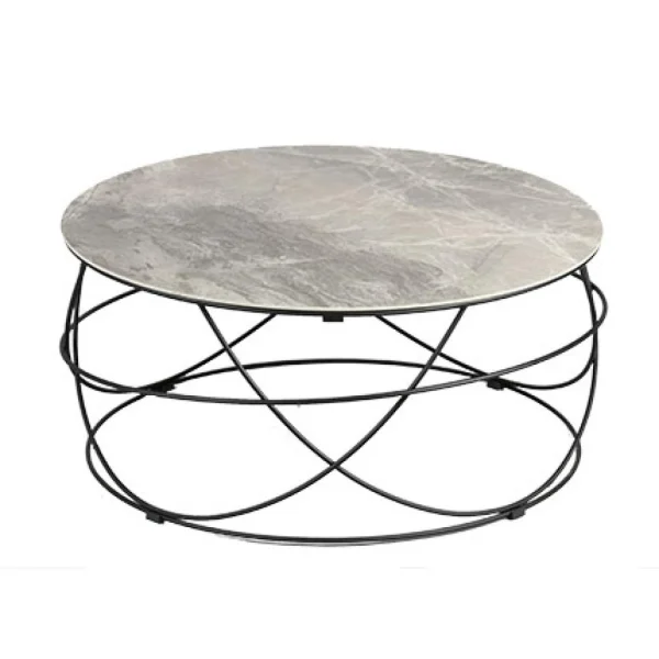 MES Table Basse Ronde 85 Cm Avec Plateau En Céramique Grise luxe soldes 1