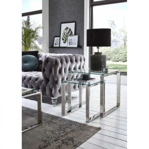 Paris Prix Table D’Appoint Design Hytin 45cm Argent beauté 9