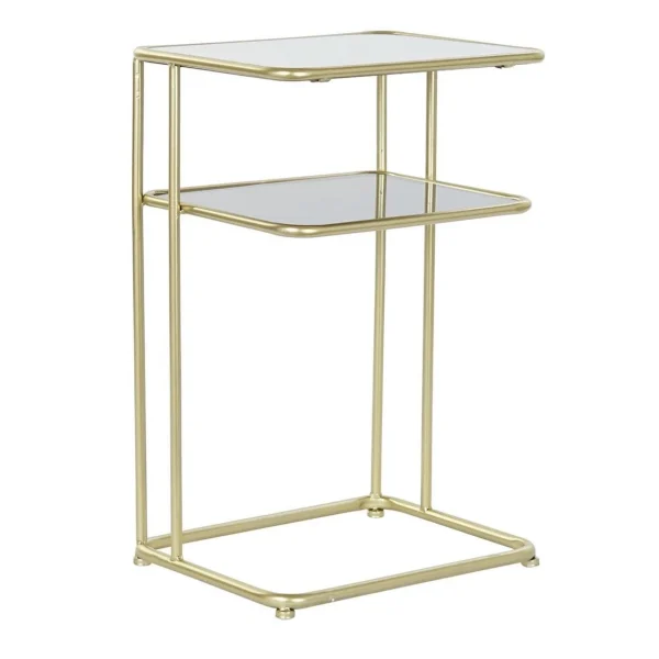 Pegane Table D’appoint En Métal Doré Et Verre – Longueur 40 X Profondeur 31… mode tendance 1