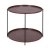 MES Table D’appoint Ronde Double Plateau 59x59x48 Cm En Métal Marron outlet soldes 17