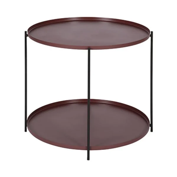 MES Table D’appoint Ronde Double Plateau 59x59x48 Cm En Métal Marron outlet soldes 1