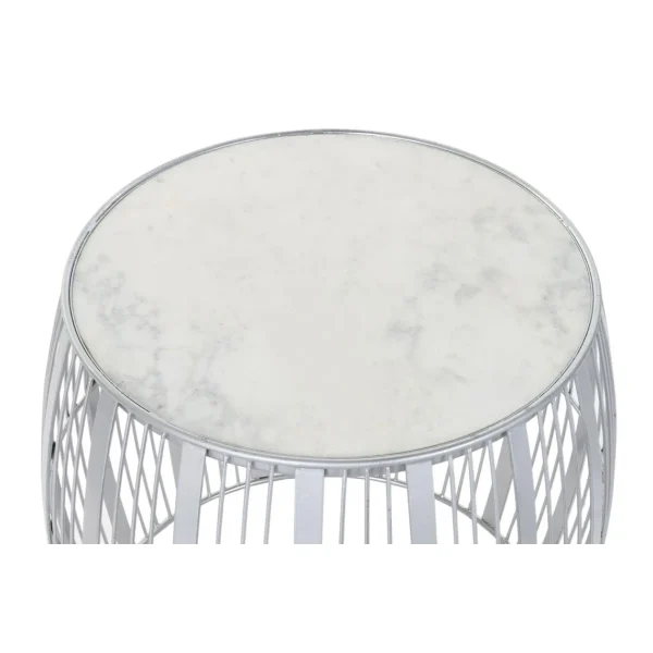 Pegane Table D’appoint Ronde En Marbre Et Fer Coloris Blanc Argenté – Diamè… soldes officiel 5