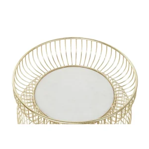 Pegane Table D’appoint Ronde En Marbre Et Fer Coloris Blanc Doré – Diamètre… Boutique officielle 12