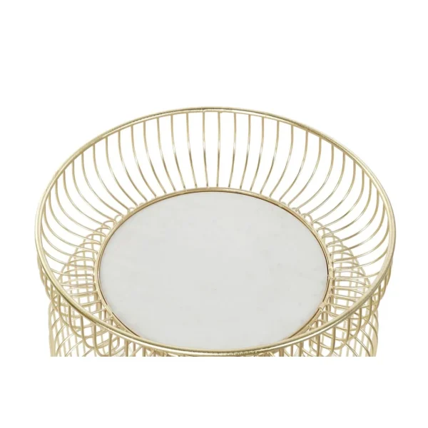 Pegane Table D’appoint Ronde En Marbre Et Fer Coloris Blanc Doré – Diamètre… Boutique officielle 5