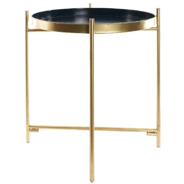 vente luxe pas cher Pegane Table D’appoint Ronde En Métal Coloris Noir Doré – Diamètre 40 X Ha… 1