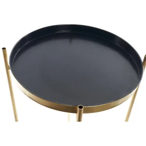 vente luxe pas cher Pegane Table D’appoint Ronde En Métal Coloris Noir Doré – Diamètre 40 X Ha… 7