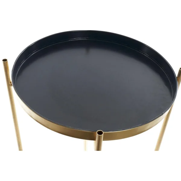 vente luxe pas cher Pegane Table D’appoint Ronde En Métal Coloris Noir Doré – Diamètre 40 X Ha… 3