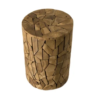 en promotion MACABANE Table D’appoint Ronde Mozaïc 30x30cm Bois Teck Lucknow 8