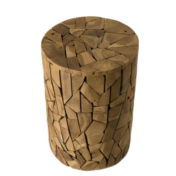 en promotion MACABANE Table D’appoint Ronde Mozaïc 30x30cm Bois Teck Lucknow 3