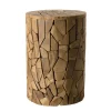 en promotion MACABANE Table D’appoint Ronde Mozaïc 30x30cm Bois Teck Lucknow 19