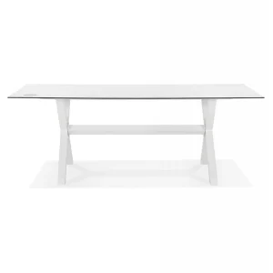 soldes luxe Alterego Table De Jardin Design ‘PORTO’ Blanche Avec Pied En X 8