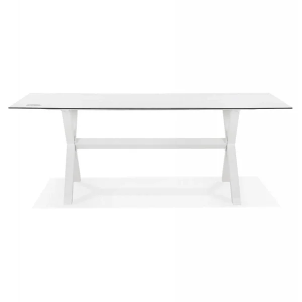 soldes luxe Alterego Table De Jardin Design ‘PORTO’ Blanche Avec Pied En X 3