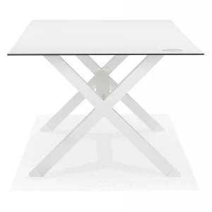 soldes luxe Alterego Table De Jardin Design ‘PORTO’ Blanche Avec Pied En X 10