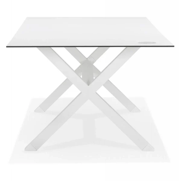 soldes luxe Alterego Table De Jardin Design ‘PORTO’ Blanche Avec Pied En X 4