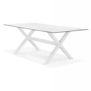 soldes luxe Alterego Table De Jardin Design ‘PORTO’ Blanche Avec Pied En X 12