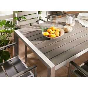 Beliani Table De Jardin En Aluminium Et Bois Synthétique Gris 180 X 9… Les achats en ligne 10