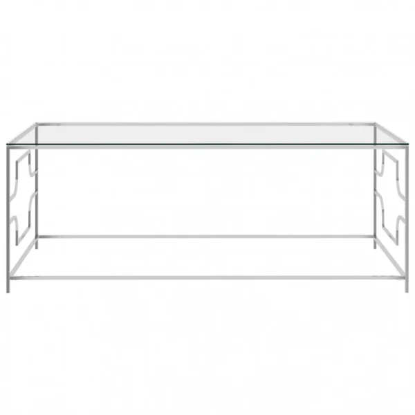 livraison la plus rapide VidaXL Table Basse Argenté 120x60x45 Cm Acier Inoxydable Et Verre 3