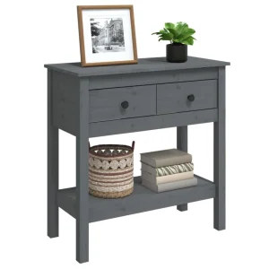 VidaXL Table Console Gris 75x35x75 Cm Bois Massif De Pin Paiement sécurisé 11