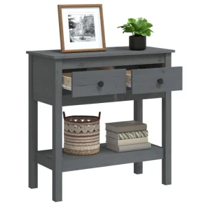 VidaXL Table Console Gris 75x35x75 Cm Bois Massif De Pin Paiement sécurisé 13